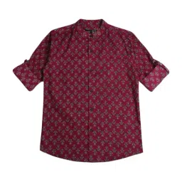 Cavio Kids Magenta Pink Cotton Floral Print Full Sleeves Shirt-image-90