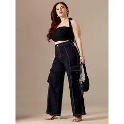 Miss Chase A+ Black Denim Solid High Rise Jeans image 5