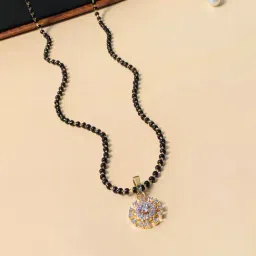 Abdesigns Gold-Plated American Diamond & Black Beaded Mangalsutra-picture-16