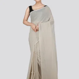 Pinkloom Beige Cotton Woven Saree With Unstitched Blouse image 1