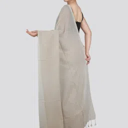 Pinkloom Beige Cotton Woven Saree With Unstitched Blouse image 2