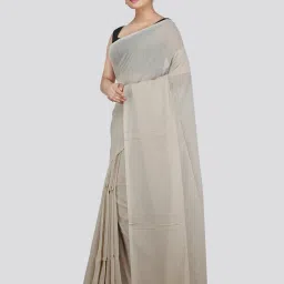 Pinkloom Beige Cotton Woven Saree With Unstitched Blouse image 3