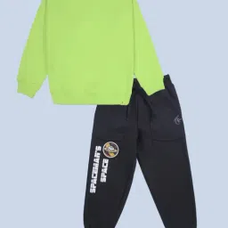 Kiddopanti Boys Neon Green and Black Printed Sweatshirt with Trackpants-image-12