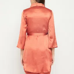 Clovia Orange Nighty With Robe image 5