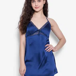 Clovia Blue Self Pattern Babydoll image 1