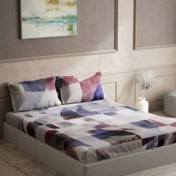 DDecor Abstract Purple 145 TC Cotton King Bedsheet with 2 Pillow Covers-picture-37
