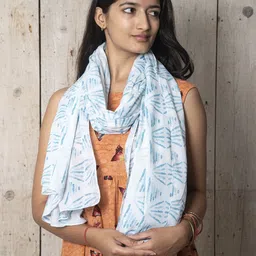 Contrast Living Abstract Printed Pure Cotton Scarf-image-55