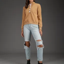 Kotty Beige Full Sleeves Sweatshirt image 4