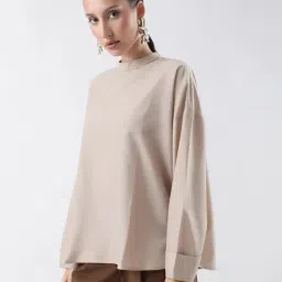 RAREISM Beige Polyester Solid Top image 4