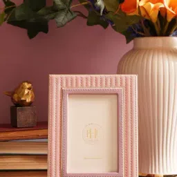 Pure Home and Living Pink & Purple Stitched Faux Leather Photoframe (Small)-picture-31