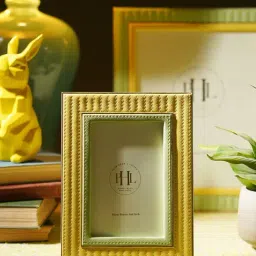 Pure Home and Living Yellow & Green Stitched Faux Leather Photoframe (Small)-picture-40