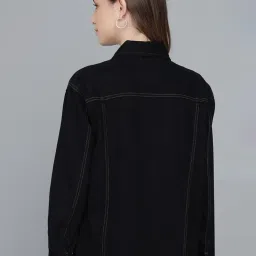 Kotty Black Shirt Collar Denim Jacket image 2