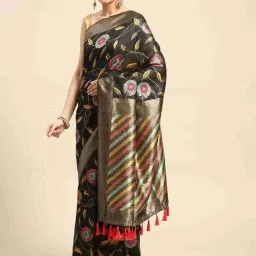 Silk Land Black Woven Saree With Unstitched Blouse-image-6