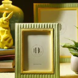 Pure Home and Living Green & Yellow Stitched Faux Leather Photoframe (Medium)-image-9