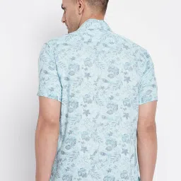 Even Light Blue Regular Fit Printed Shirt image 2