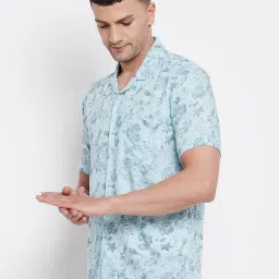 Even Light Blue Regular Fit Printed Shirt image 3