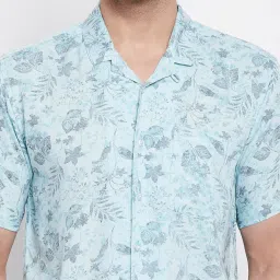 Even Light Blue Regular Fit Printed Shirt image 4