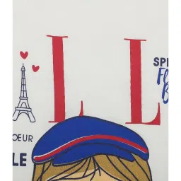 Elle Kids White & Navy Cotton Printed Top image 3