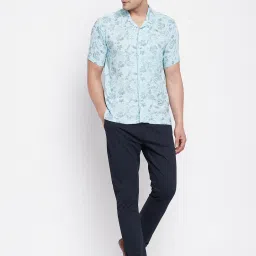 Even Light Blue Regular Fit Printed Shirt image 5