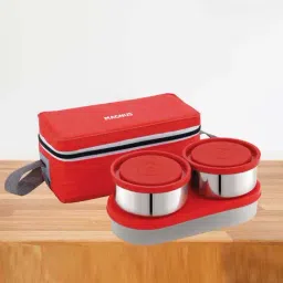 Magnus Red Stainless Steel Lunch Boxes - Set of 4-image-1