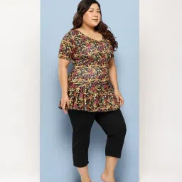 Aarika Yellow Nylon Printed Short Sleeves Swimsuit With Goggles image 3