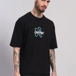 Griffel Black Cotton Loose Fit Printed Sports T-Shirt-picture-1