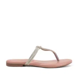 TRYME Women's Nude T-Strap Sandals image 2