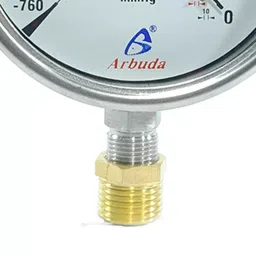 Arbuda 152.4 mm (6 Inch) Stainless Steel Analog Pressure Gauge Bottom Connection Without Glycerin (Range 0 - 2500 MMWC) image 2