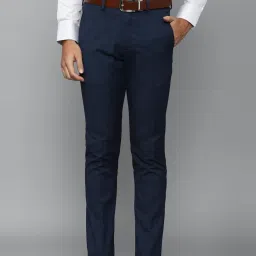 Louis Philippe Navy Slim Fit Checks Trousers image 1