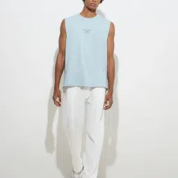 studiofit men Studiofit by Westside Light Blue Relaxed-Fit Cotton-Blend T-Shirt image 3