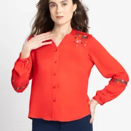 SHAYE Red Embroidered Top-image-2