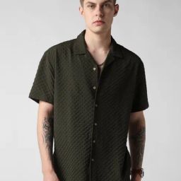 VASTRADO Core Fashion Olive Textured Oversized Shirt-picture-29