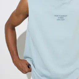 studiofit men Studiofit by Westside Light Blue Relaxed-Fit Cotton-Blend T-Shirt image 4