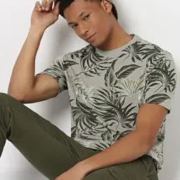 R&B Green Cotton Regular Fit Printed T-Shirt image 5