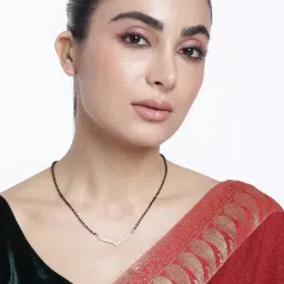 Abdesigns Gold-Plated American Diamond & Black Beaded Mangalsutra-image-95