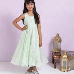 BIBA Girls Green Embellished Anarkali image 1