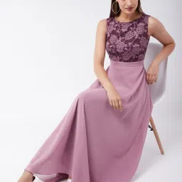 Miss Chase Lavender Lace Work Maxi Dress image 4