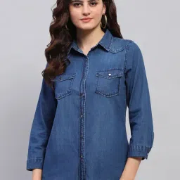 Monte Carlo Dark Blue Cotton Regular Fit Shirt-picture-27