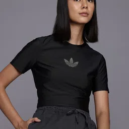 ADIDAS Originals Rhinestone Trefoil Crop T-shirt-image-87