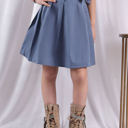 NEUDIS Pure Cotton A-Line Knee Length Pleated Skirt-picture-23