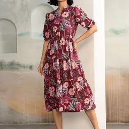 DressBerry Women V-Neck Floral Print Fit & FlareDress-picture-18