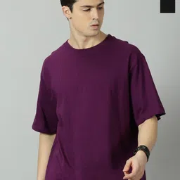 GLOWBERRY Men Pack of 2 Solid Round Neck Cotton Oversized T-shirts-picture-16