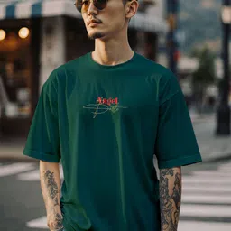 MaverIQ Men Graphic Printed Round Neck Cotton Oversized T-shirt-image-73