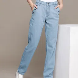 Moda Rapido Women Pure Cotton Mid Rise Straight Fit Light Fade Jeans-image-36