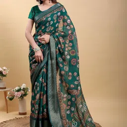 SYMVI Floral Linen Blend Fashion Saree-picture-35