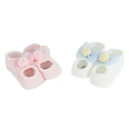 Kidofash Pack Of 2 Flower Detailed Socks - Cream & Light Pink-image-23