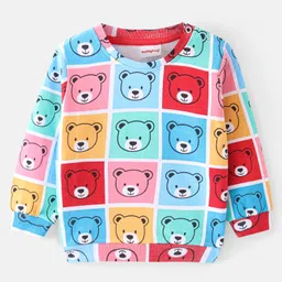 Babyhug Cotton Knit Full Sleeves Sweatshirt with Colour Block Design & Bear Print - Multicolour-picture-27