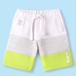 Babyhug Cotton Knit Mid Thigh Cut & Sew Shorts with Tape Detailing - White & Grey-picture-15