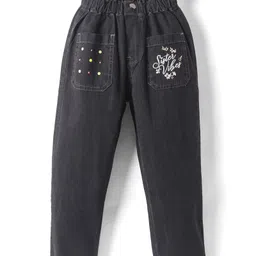 Under Fourteen Only Denim Sister Vibes Text Embroidered Jeans - Grey-picture-19