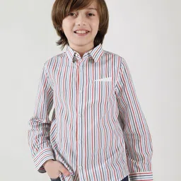 One Friday Full Sleeves Striped Shirt - Multi Colour-picture-14